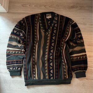 Vintage toorallie Coogi Style Merino Wool Geometric Patterned Sweater